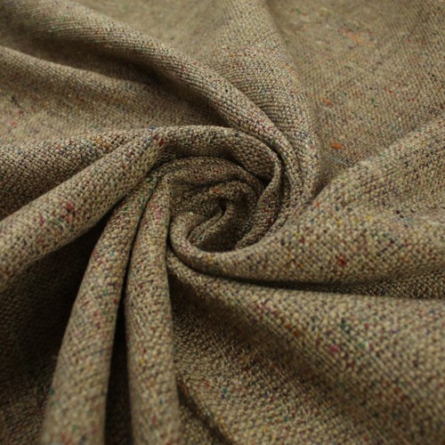 BEIGE Heavyweight Coloured Fleck 100% Silk Linen Look Material Upholstery 9823 - Picture 3 of 4