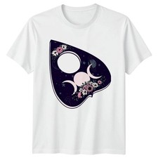 Mystical Floral Triple Moon Phases Womens T-Shirt Pagan Witch Spirituality