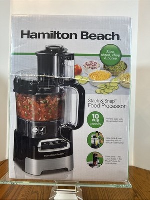 Hamilton Beach 70723G Black & Stainless 10 Cup Stack & Snap Big Mouth Food Proce