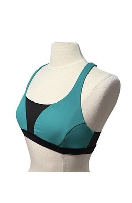 Lululemon Smooth Stride Green/Black Mesh Racerback Sports Bra Size 6