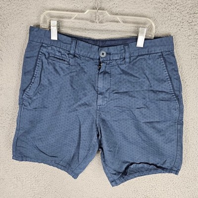 Johnnie-O Shorts Mens 30 Blue Wilton Cotton Linen Geometric Micro Print JMSH2090