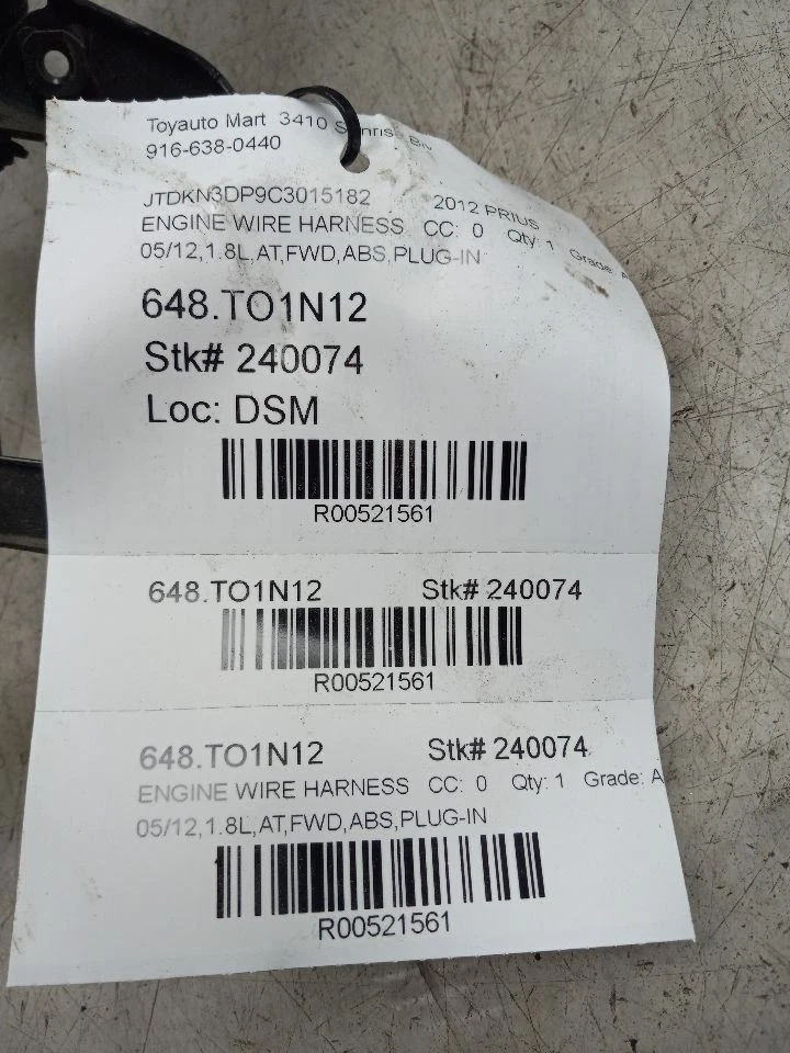 2012 TOYOTA PRIUS PLUG-IN 1.8L CHICOTE DE FIOS DO MOTOR - Imagem 4 de 4