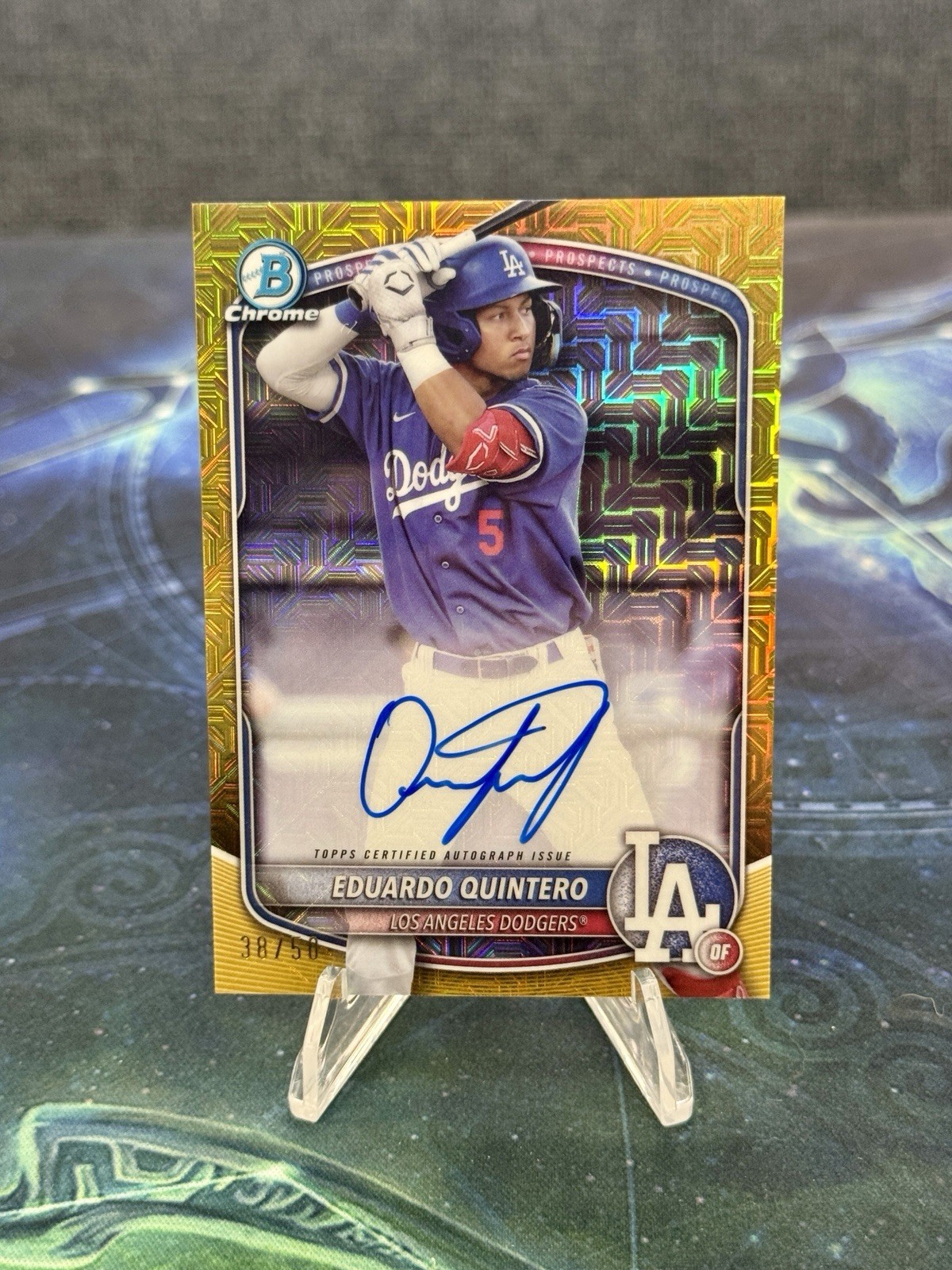 2025 Bowman Chrome Eduardo Quintero Mega Box Mojo Prospect Auto Gold /50 #BMA-EQ