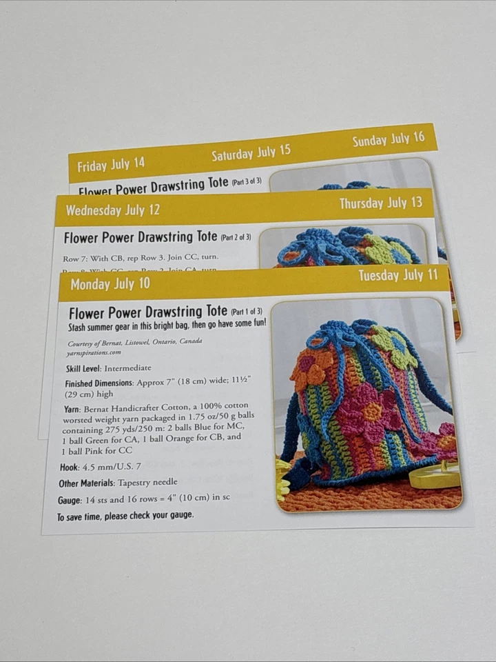 Flower Power Drawstring Tote Bag Crochet Pattern Cards Pages - Image 3 of 3