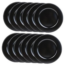 Set of 12 Plastic Charger Plates, Elegant Chargers for Table Dinner Black