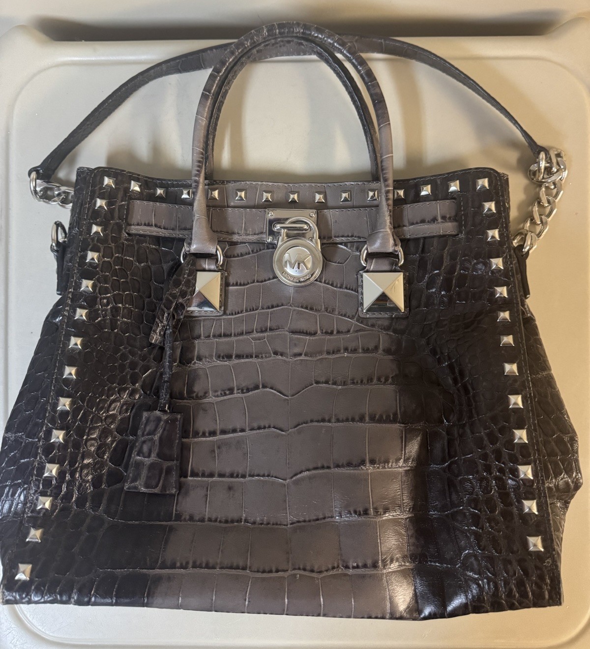 Vintage Michael Kors Hamilton Purse Bag Handbag Grey Gray Alligator