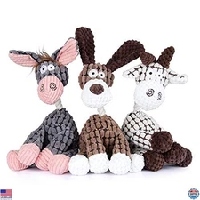 Squeaky Plush Dog Toy Set - 3 Durable Chew Toys with Squeakers for All Dogs!