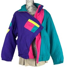 Vintage 90s 80's Multi Bright Colored Puffer Ski Jacket Size Medium