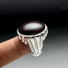 Vintage Red Yemeni Aqeeq Natural Agate Ring Elegant Handmade Design