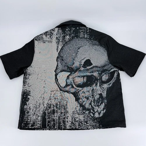 Novamen Tapestry Skull Jacket XL Woven Graphic Punk Streetwear Shacket Shirt - product listing photo