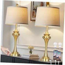 30" Tall Table Lamps for Living Room, Touch Control Modern Bedroom Table Gold