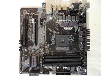 NEEDS CMOS BATTERY+HOLDER- ASRock B450M Pro 4 AMD AM4 Motherboard latest bios