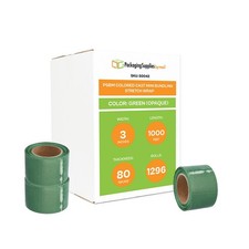 Cast Narrow Banding Stretch Wrap 3"x1000' 80 Gauge 1296 Rolls Green Shrink Film