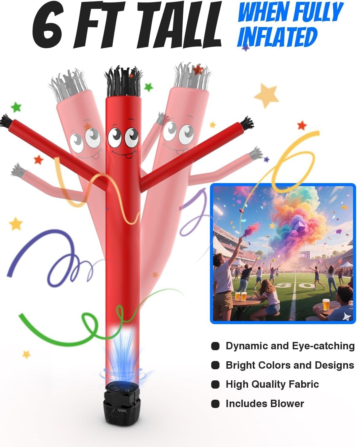 6ft Inflatable Tube Man Kit: Wacky Waving Guy + Blower
