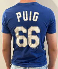 Yasiel Puig #66 Los Angeles Dodgers YOUTH Size M Large Majestic Blue Shirt
