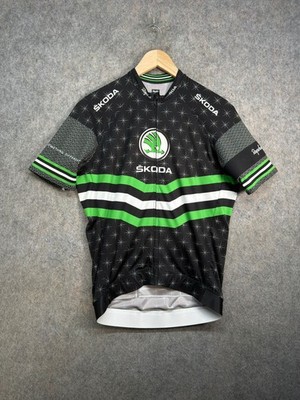 Rapha Core Trikot Herren Large schwarz grün weiß Radfahren Reißverschluss Kurzarm Skoda
