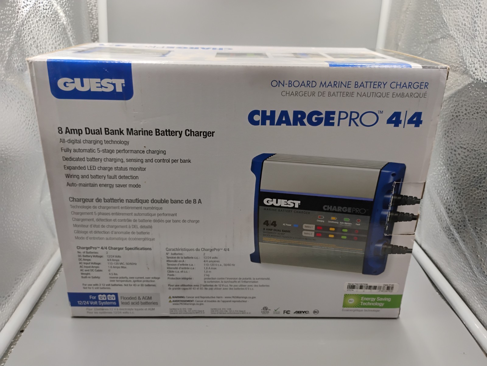 GUEST CHARGEPRO 4/4 8Amp Dual BAnk Marine Battery Charger New Open Box