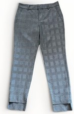Zara Woman Step Hem Stretch Skinny Leg Check Trousers Size UK 8 Black Mix Exc