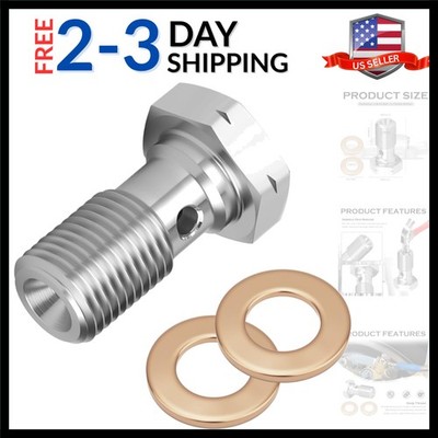 M10x1.0 with Copper Banjo Bolt Washer,Stainless Steel Brake Line Adapter Fitt...