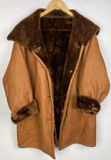 CERRUTI REAL SHEEPSKIN SHEARLING COAT UK Size 16 (US 12) Women`s Jacket Brown