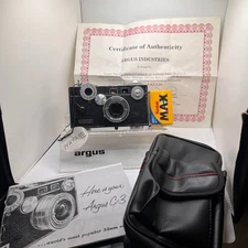 Argus C3 Rangefinder Camera with Certificate of Authenticity Case and Film