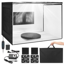 Portable Airbrush Spray Booth with Dual-Fan Ventilation 3-Color Shadowless L...