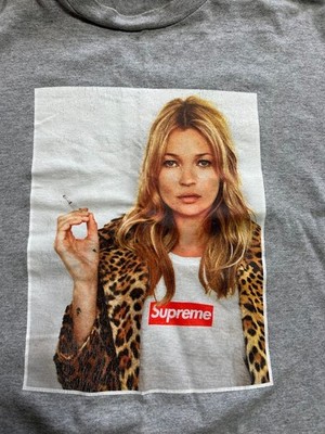Supreme Kate Moss T-shirt Photo Print Logo Tops Color Gray Size M