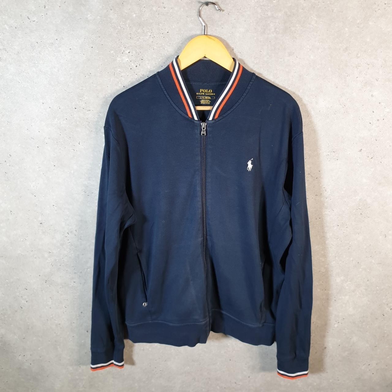 Polo Ralph Lauren vintage uomo grande blu navy cotone full zip pony
