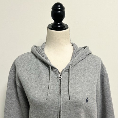 Polo Ralph Lauren Gris Jaspeado Cremallera Tejido Waffle Con Capucha Azul Marino Logo Sudadera - Imagen 2 de 14