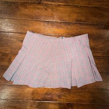 Wild Fable Plaid Pleated Skort XL Gray Pink Glen Check Mini Skirt Shorts Preppy