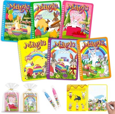 Easter Reusable Water Coloring Book for Toddlers, 6 Pack Water Doodle Books Part