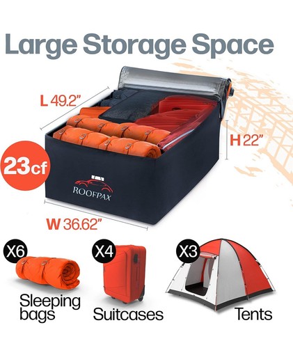 RoofPax 23 cft. Extra Waterproof Rooftop Cargo Carrier Bag, Double … - Foto 3 di 7