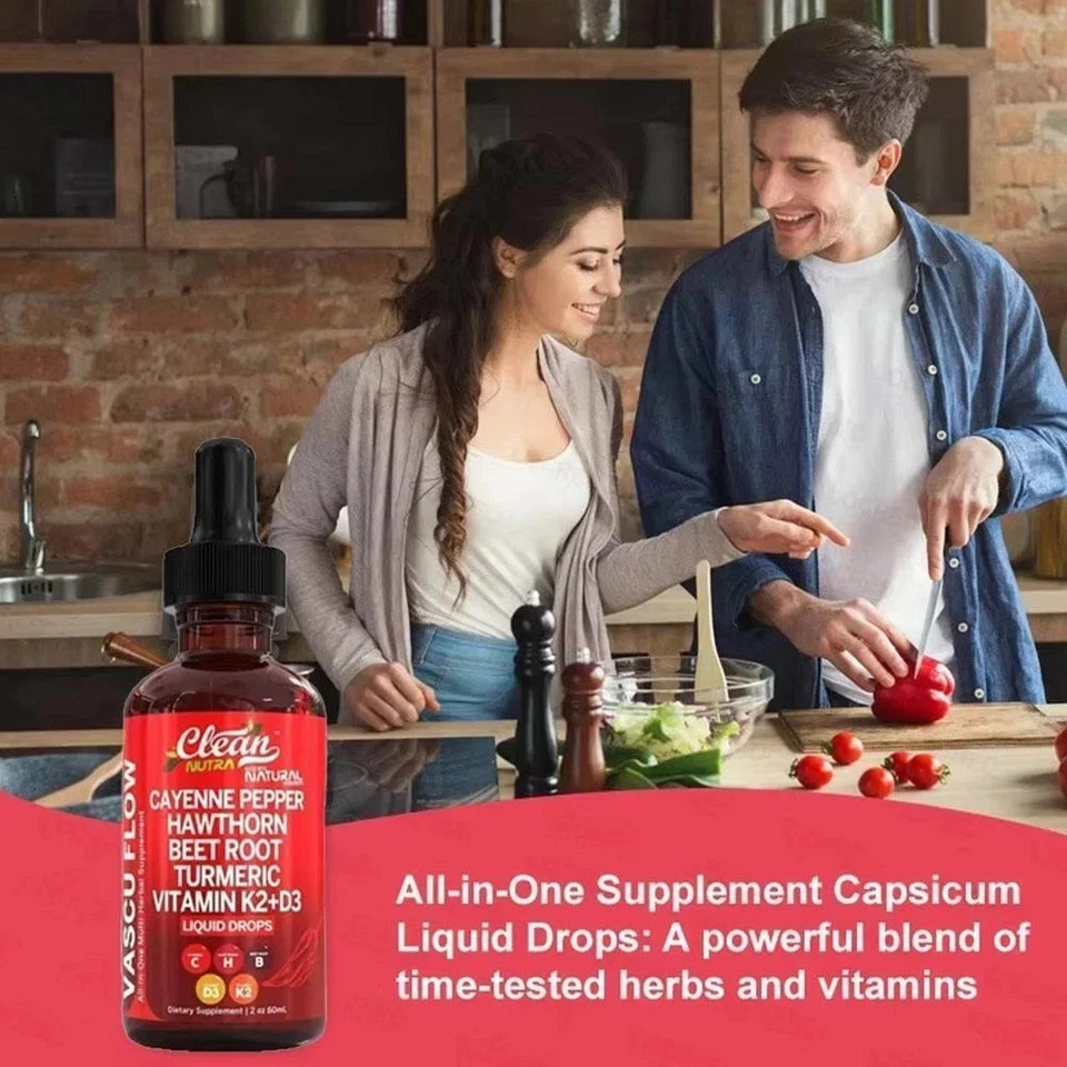 Cayena Pimienta Espino Remolacha Raíz Cúrcuma Vitamina K2+D3 Gotas Líquidas 60ML-3 piezas Foto 3 de 4
