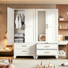 Metal Wardrobe with Mirror & Drawers – Perfect for Bedroom, Bathroom, Gym, Entry