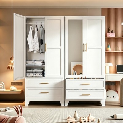 Metal Wardrobe with Mirror & Drawers   Perfect for Bedroom, Bathroom, Gym, Entry