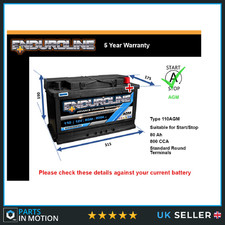 AGM Battery fits GENESIS GV70 G70 2.0 2.5 2.2D 2021 on Stop Start 110 AGM 800A