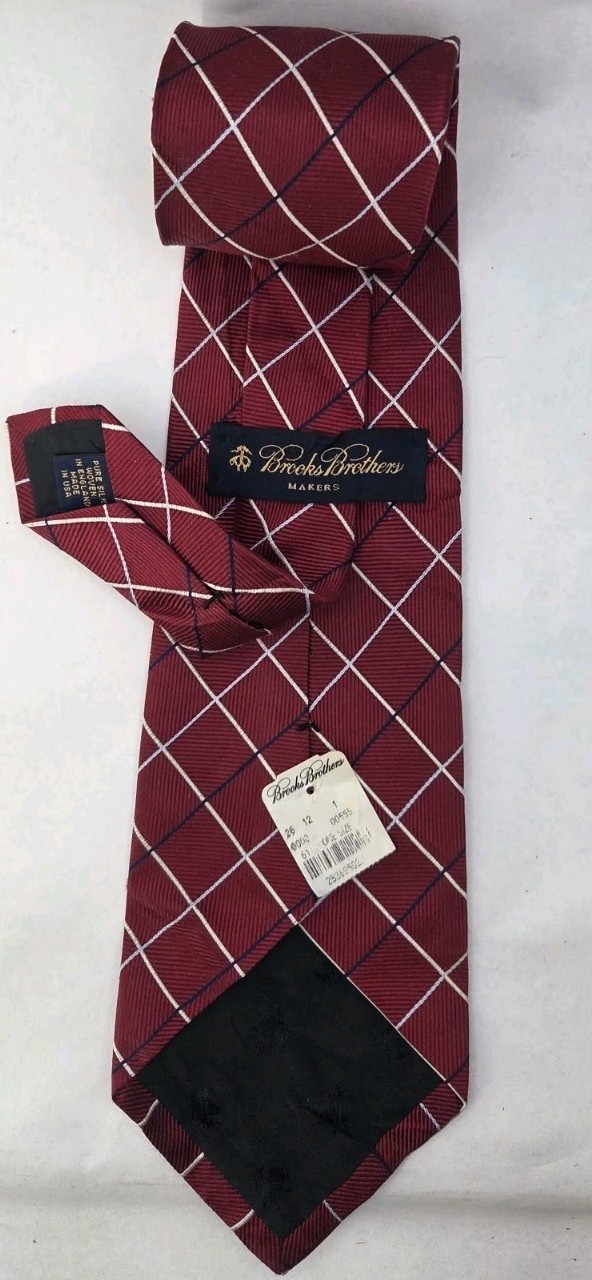 Brooks Brothers Silk Tie Red Plaid Pattern Men's Woven thumbnail 2