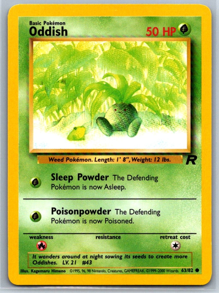 Oddish - Team Rocket 63/82 Vintage Pokemon Card NM