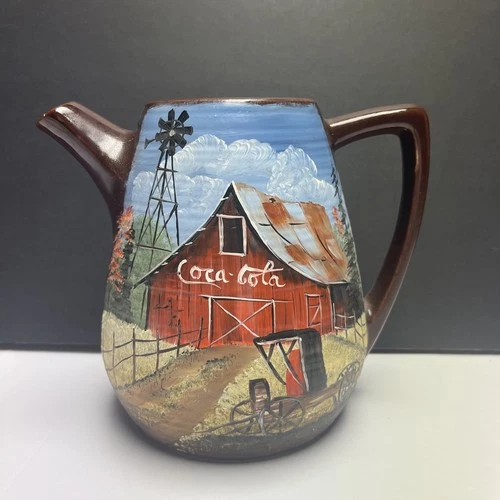 Estate Handpainted Coca-Cola Barn Pitcher McCoy 6.5" Tall