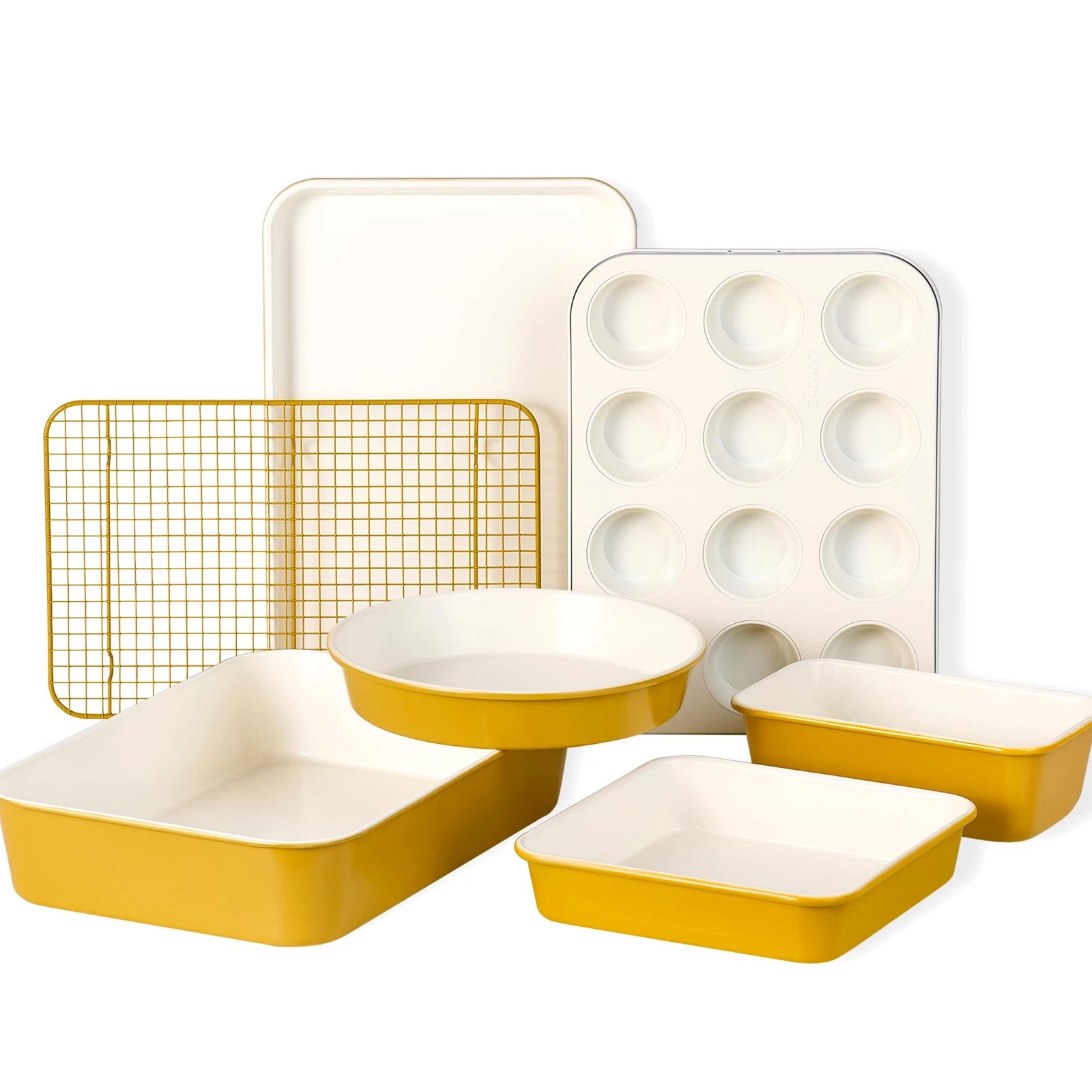 7-Piece Ceramic Baking Pans Set, Aluminized Steel Bakeware Sets, Toxin-Free N...