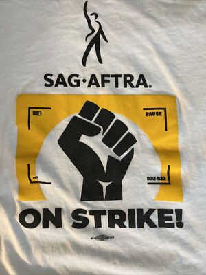 SAG AFTRA ON STRIKE ! WHITE TEE Shirt Medium Brand New from NYC