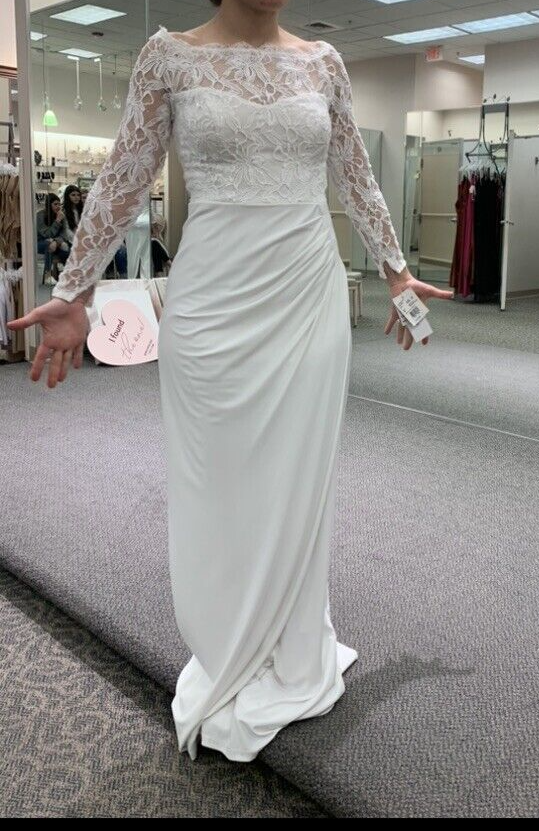 lace back wedding dress with sleeves Open back long sleeve a-line wedding dress 12 US / Ivory
