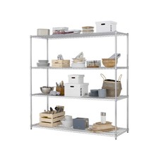 HEAVY DUTY Chrome 4 Tier Shelving unit 240kg UDL 1838mm H X 1822mm W X 609mm D