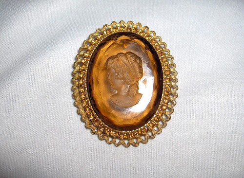 De colección Topacio Cristal Derecho Cameo Disfraz Joyería Oro Filigrana Broche Broche BONITO - Imagen 2 de 3