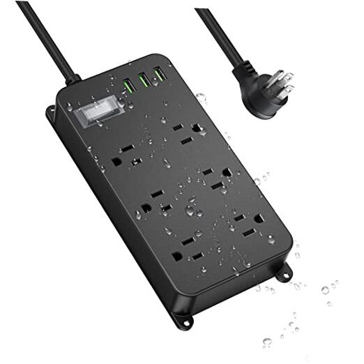 Outdoor Power Strip Weatherproof with USB,Waterproof 6 FT Cable USB-A Port