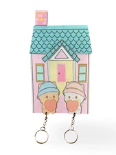 Handmade Bubu Dudu Keychain Holder with Bubu and Dudu Keys, Handmade Wooden Keyc