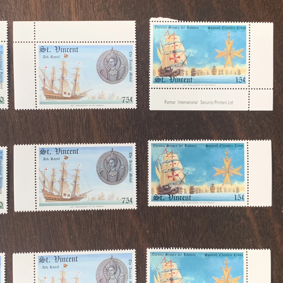 Sellos de San Vincent 1988 #1100-02.1105 lote de tres juegos cortos en su mayoría MNH OG Foto 3 de 4