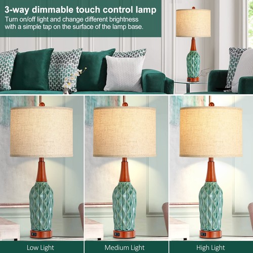 Vintage Table Lamps for Living Room Set of 2, Retro Bedside Lamp for Bedroom ... - Picture 3 of 8