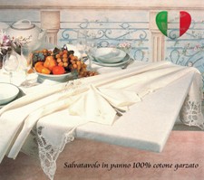 Copritavolo Mollettone Salvatavolo Quadrato 100% Cotone Garzato con Elastico 