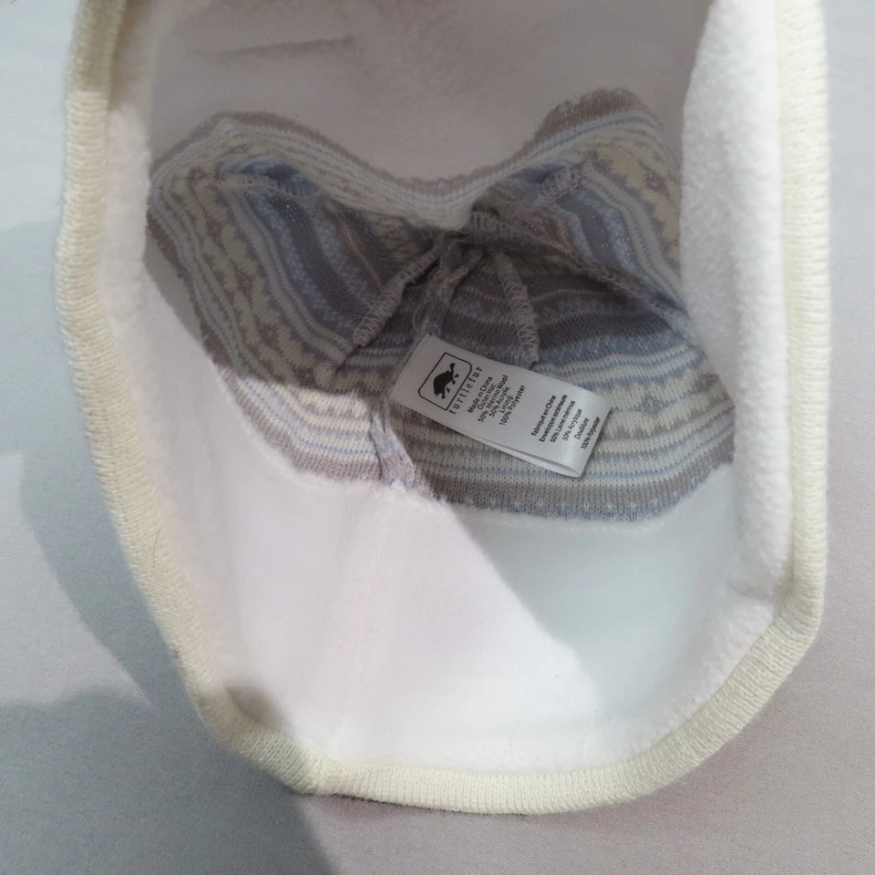 TURTLEFUR Beanie взрослых O/S синий слоновой кости шерсти смесь вязаный шляпа флис с подкладкой лыж крышка - Изображение 3 из 4